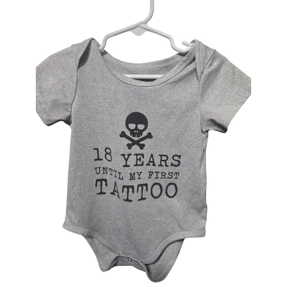 Skull & Crossbones “18 Years Until My First Tattoo” Bodysuit - 12-18mo